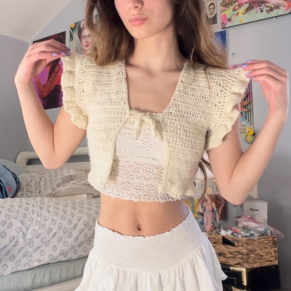 Handmade crochet bolero cardigan cropped - Picture 1 of 4